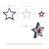 Wooden Nested Stars White 3-in-1 10x10x1.5