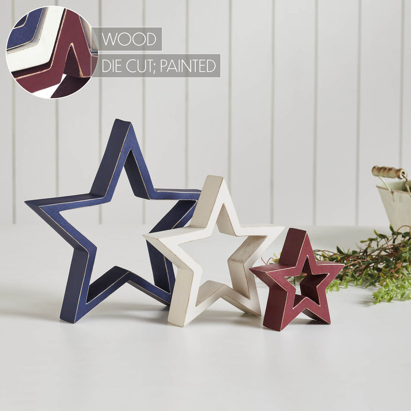 Wooden Nested Stars White 3-in-1 10x10x1.5