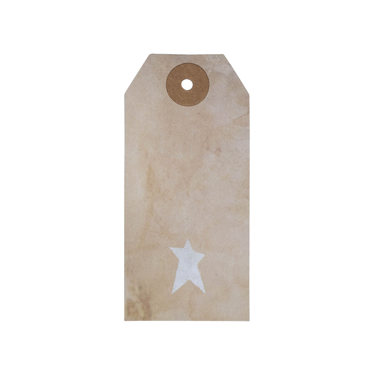 Primitive Star Tea Stained Paper Tag Creme 3.75x1.75 w/ Twine Set of 50