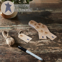 Primitive Star Tea Stained Paper Tag Navy 2.75x1.5 w/ Twine Set of 50