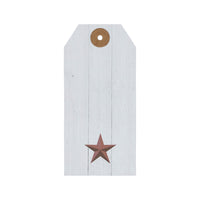 Faceted Barn Star Barnwood Paper Tag Barn Red 4.75x2.25 w/ Twine Set of 50