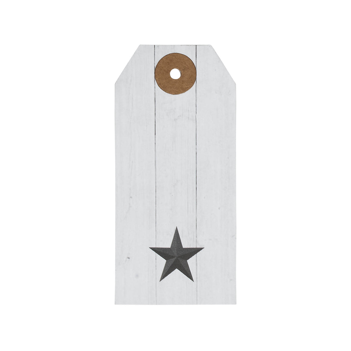 Faceted Barn Star Barnwood Paper Tag Charcoal 3.75x1.75 w/ Twine Set of 50