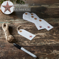 Faceted Barn Star Barnwood Paper Tag Barn Red 3.75x1.75 w/ Twine Set of 50