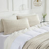 VHC Brands Waffle Weave Natural Standard Sham Set, 20x26 - Farmhouse Boho Decorative Pillow Covers (2-Pack)
