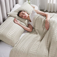 VHC Brands Waffle Weave Natural Standard Sham Set, 20x26 - Farmhouse Boho Decorative Pillow Covers (2-Pack)
