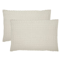 VHC Brands Waffle Weave Natural Queen Shams (Set of 2), 20x30 - Farmhouse & Boho Decorative Pillow Covers for Bedroom Decor