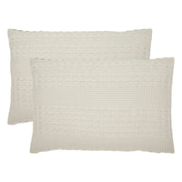 VHC Brands Waffle Weave Natural King Sham Set (2-Pack) - Farmhouse Boho 20x36 Decorative Pillow Covers