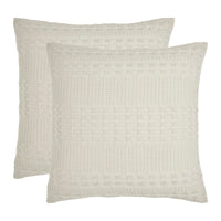 VHC Brands Waffle Weave Natural Pillow Covers 24x24 (Set of 2) - Farmhouse Boho Decorative Throw Pillow Shams for Bedroom & Living Room Decor