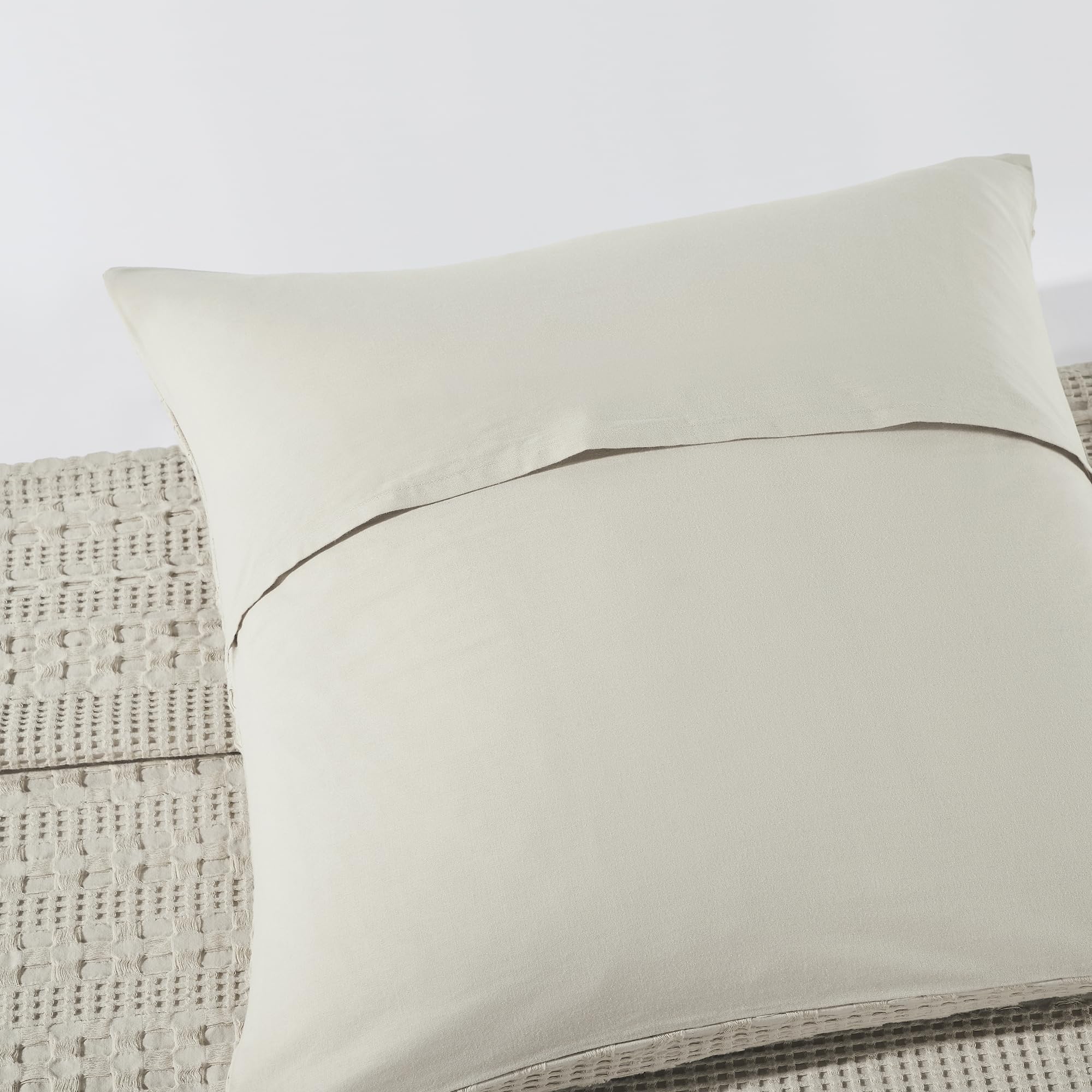 VHC Brands Waffle Weave Natural Pillow Covers 24x24 (Set of 2) - Farmhouse Boho Decorative Throw Pillow Shams for Bedroom & Living Room Decor
