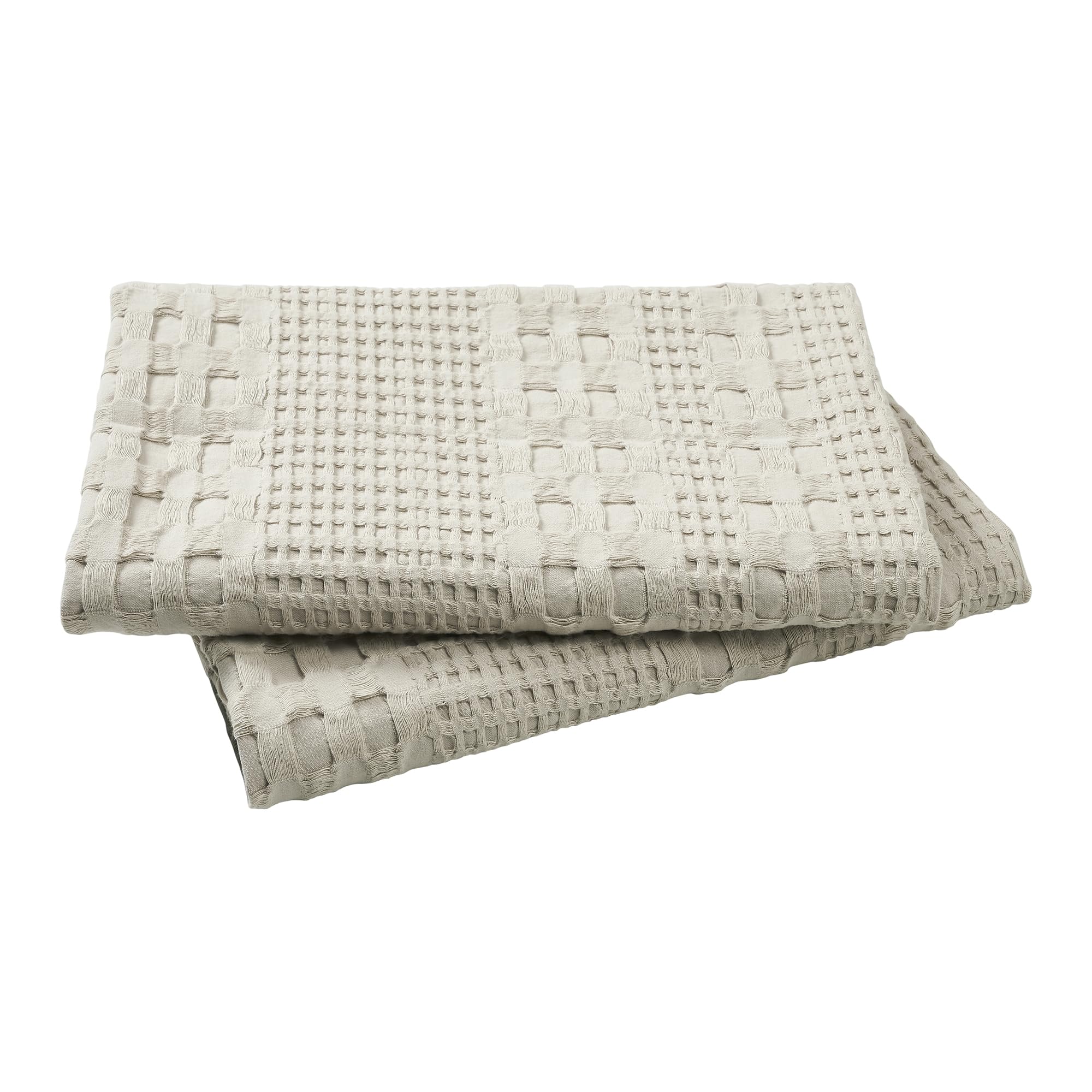 VHC Brands Waffle Weave Natural Pillow Covers 24x24 (Set of 2) - Farmhouse Boho Decorative Throw Pillow Shams for Bedroom & Living Room Decor