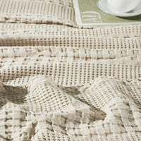 VHC Brands Waffle Weave Natural Pillow Covers 24x24 (Set of 2) - Farmhouse Boho Decorative Throw Pillow Shams for Bedroom & Living Room Decor