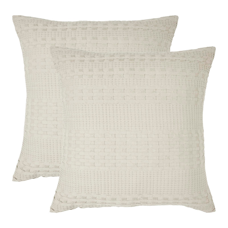 VHC Brands Waffle Weave Natural Euro Sham Set, 26x26 - Farmhouse Boho Decorative Pillow Covers (2-Pack)