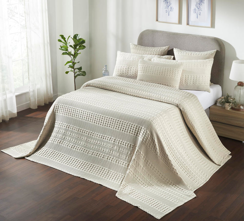 Natural Cream Waffle Weave Cotton Oversized King Blanket - 120x120 - Lightweight Bed & Sofa Cover - VHC Brands