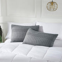VHC Brands Waffle Weave Dark Gray Standard Shams (Set of 2, 20x26) - Farmhouse Boho Decorative Pillow Covers for Bedroom Decor