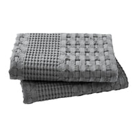 VHC Brands Waffle Weave Dark Gray Standard Shams (Set of 2, 20x26) - Farmhouse Boho Decorative Pillow Covers for Bedroom Decor