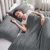 VHC Brands Dark Gray Waffle Weave Queen Sham Set (2-Pack) 20x30 - Farmhouse Boho Decorative Pillow Covers
