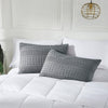 VHC Brands Dark Gray Waffle Weave Queen Sham Set (2-Pack) 20x30 - Farmhouse Boho Decorative Pillow Covers