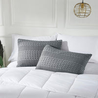 VHC Brands Dark Gray Waffle Weave Queen Sham Set (2-Pack) 20x30 - Farmhouse Boho Decorative Pillow Covers