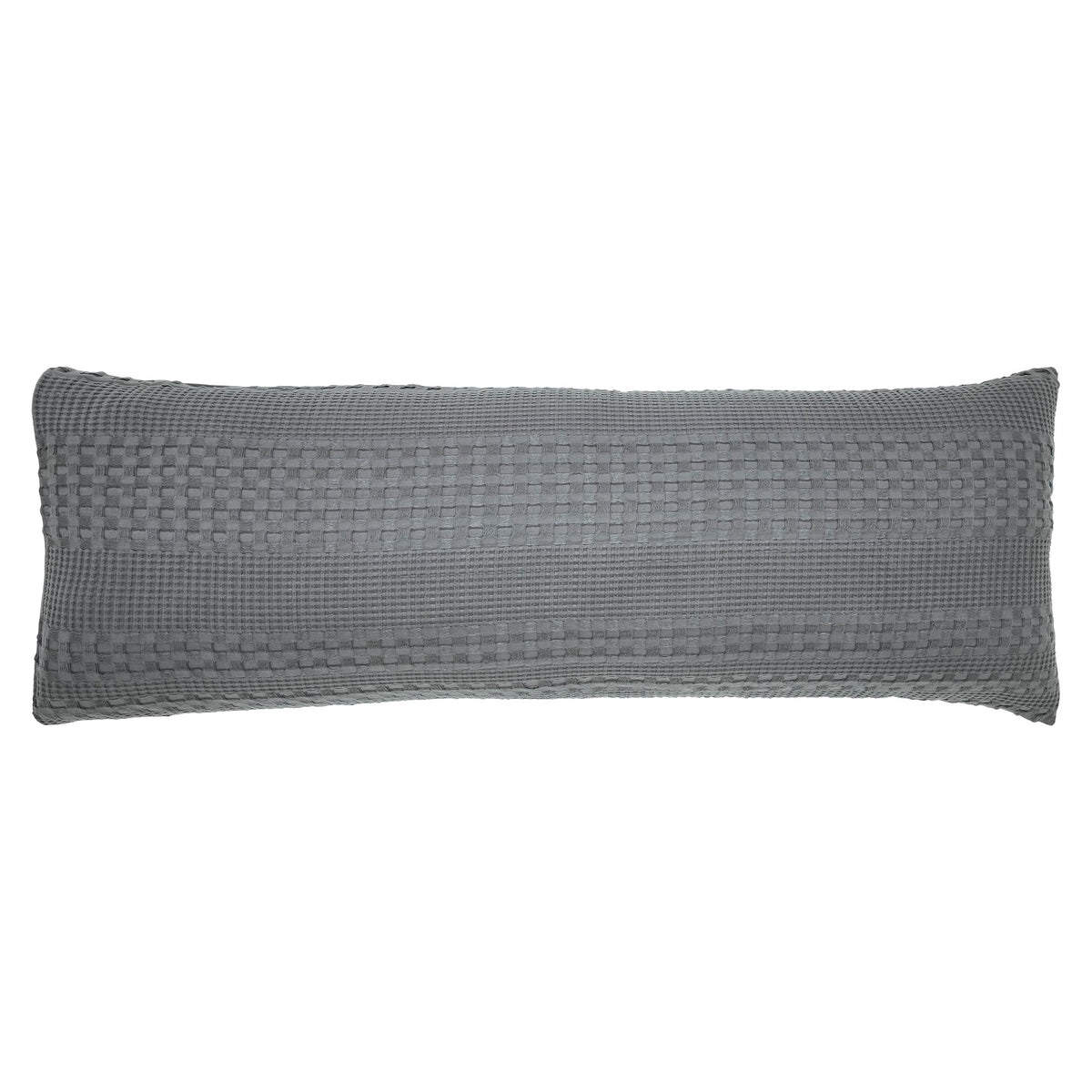 VHC Brands Waffle Weave Dark Gray Body Pillow Cover - 20x54 Inch Decorative Throw Pillow Sham for Farmhouse, Boho Bedroom Decor