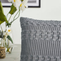 VHC Brands Waffle Weave Dark Gray Body Pillow Cover - 20x54 Inch Decorative Throw Pillow Sham for Farmhouse, Boho Bedroom Decor