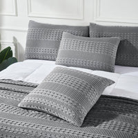 VHC Brands Waffle Weave Dark Gray Pillow Cover Set (2-Pack) 24x24 - Decorative Throw Pillow Covers for Farmhouse Boho Bedroom & Living Room Decor