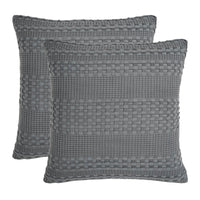 VHC Brands Waffle Weave Dark Gray Pillow Cover Set (2-Pack) 24x24 - Decorative Throw Pillow Covers for Farmhouse Boho Bedroom & Living Room Decor