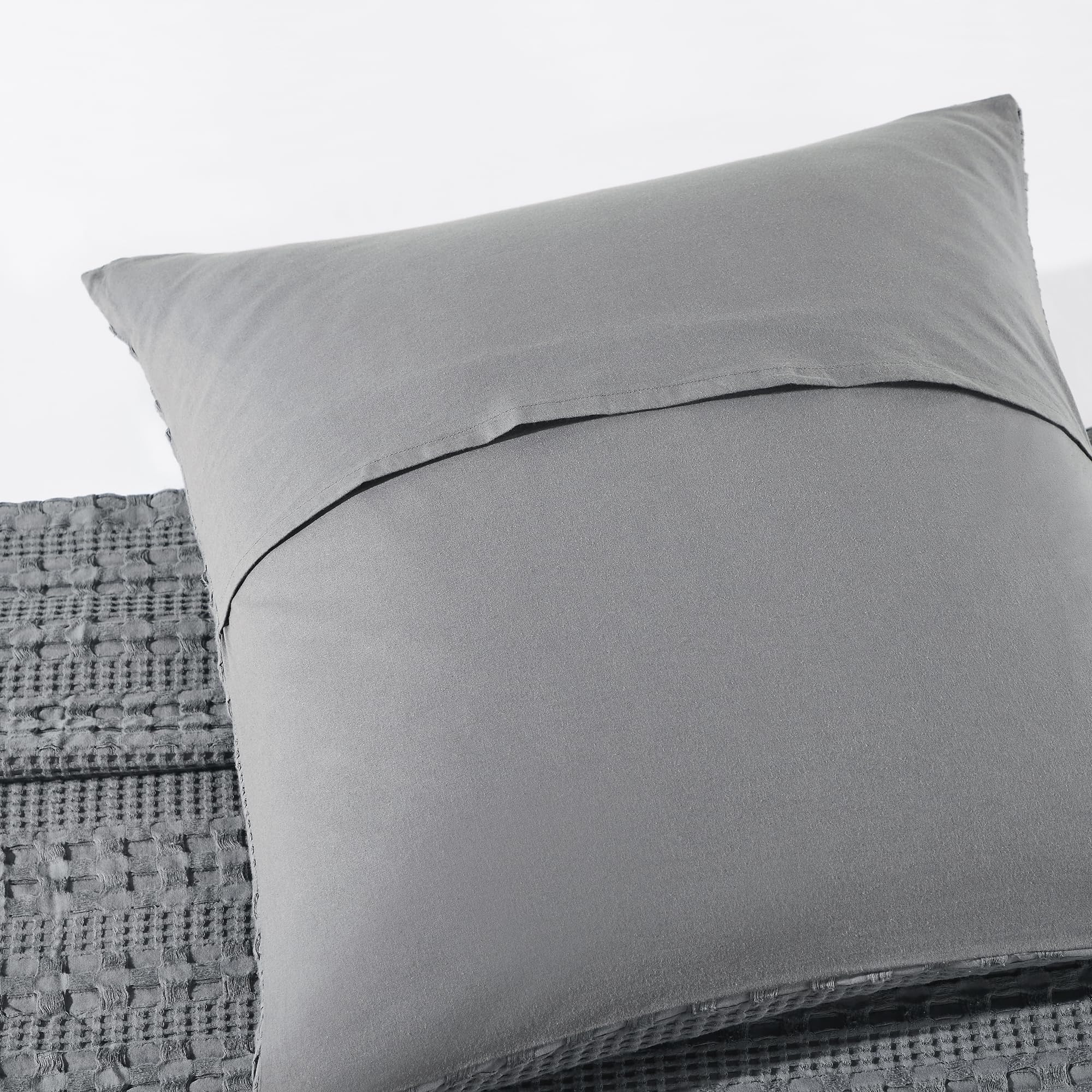 VHC Brands Waffle Weave Dark Gray Pillow Cover Set (2-Pack) 24x24 - Decorative Throw Pillow Covers for Farmhouse Boho Bedroom & Living Room Decor