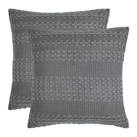 VHC Brands Dark Gray Waffle Weave Euro Shams (Set of 2, 26x26) - Farmhouse Boho Decorative Pillow Covers for Bedroom Decor