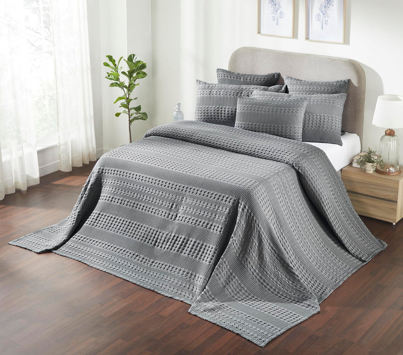 Dark Gray Waffle Weave Cotton Oversized King Blanket - 120x120 - Lightweight Bed & Sofa Cover - VHC Brands