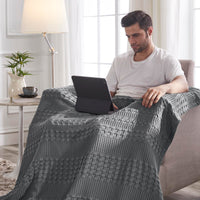 VHC Brands Waffle Weave Dark Gray Throw 50x60 - Cotton Blanket for Boho Farmhouse Bedroom & Living Room Decor, Couch, Sofa, Bed