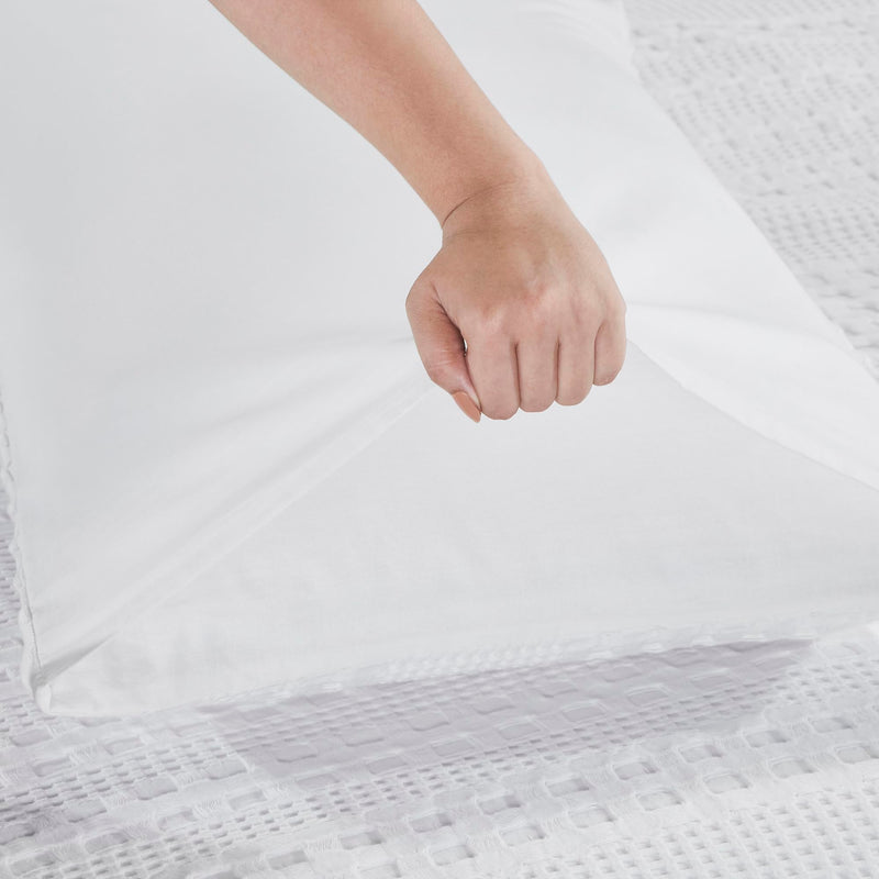 VHC Brands Waffle Weave White Standard Sham Set, 20x26 - Farmhouse Boho Decorative Pillow Covers (2-Pack)