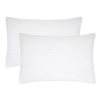 VHC Brands White Waffle Weave Queen Sham Set (2-Pack) - 20x30 Farmhouse Boho Decorative Pillow Covers