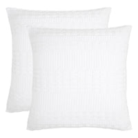 VHC Brands Waffle Weave White Pillow Cover Set (2-Pack) - 24x24 Farmhouse Boho Decorative Throw Pillow Shams for Bedroom & Living Room Decor