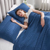 VHC Brands Waffle Weave Navy Blue Standard Pillow Sham Set (2-Pack) - 20x26 Farmhouse Boho Decorative Bedding