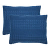VHC Brands Waffle Weave Navy Blue Standard Pillow Sham Set (2-Pack) - 20x26 Farmhouse Boho Decorative Bedding