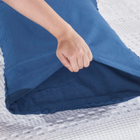VHC Brands Waffle Weave Navy Blue Queen Sham Set, 20x30 - Farmhouse Boho Decorative Pillow Covers (2-Pack)