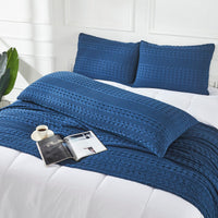 VHC Brands Waffle Weave Navy Blue Body Pillow Cover, 20x54 - Decorative Throw Pillow Sham, Boho Farmhouse Bedroom Decor
