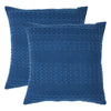 VHC Brands Waffle Weave Navy Euro Shams (Set of 2, 26x26) - Farmhouse Boho Decorative Pillow Covers