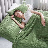 VHC Brands Waffle Weave Olive Green Standard Shams (Set of 2) 20x26 - Farmhouse & Boho Decorative Pillow Covers for Bedroom Decor