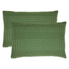 VHC Brands Waffle Weave Olive Green Queen Shams (Set of 2), 20x30 - Farmhouse Boho Decorative Pillow Covers