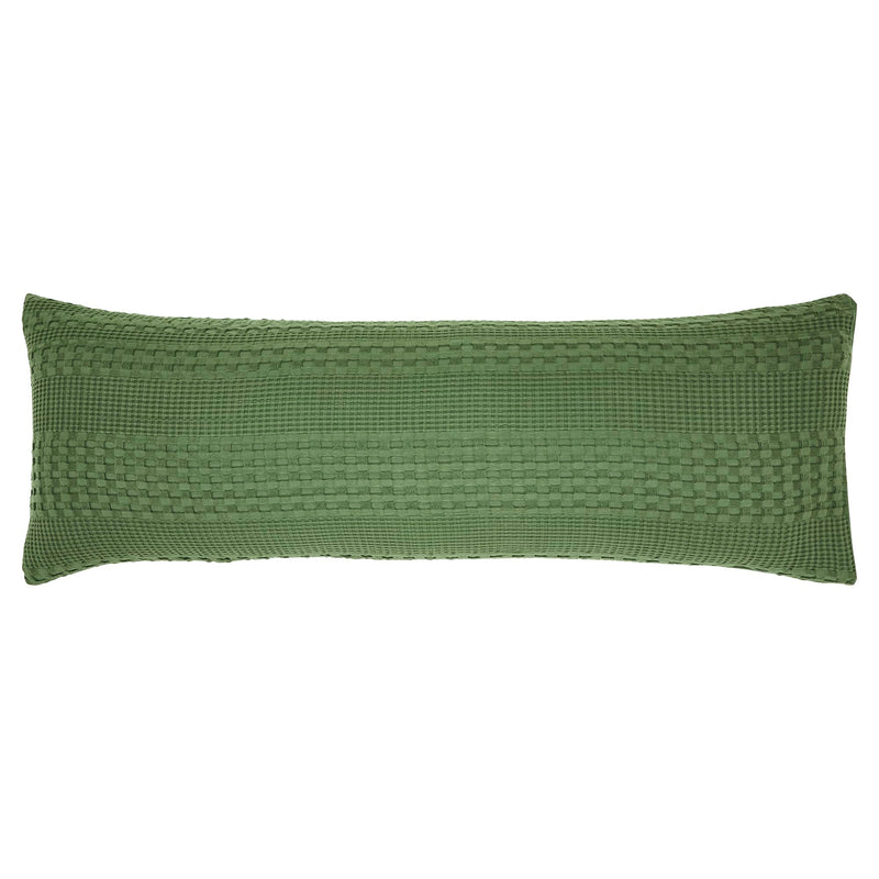 VHC Brands Waffle Weave Olive Green Body Pillow Cover, 20x54 - Boho Farmhouse Decorative Throw Pillow Sham
