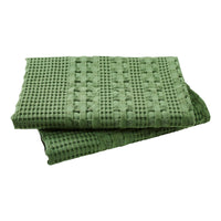 VHC Brands Waffle Weave Olive Green Pillow Covers (Set of 2) 24x24 - Decorative Throw Shams for Farmhouse, Boho Bedroom & Living Room Decor