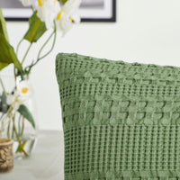 VHC Brands Waffle Weave Olive Green Euro Sham Set (2-Pack) 26x26 - Farmhouse Boho Decorative Pillow Covers