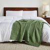 VHC Brands Waffle Weave Olive Green Throw Blanket 50x60 - Boho Farmhouse Cotton Decor for Bed, Couch & Sofa