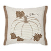 Embroidered Pumpkin Jute Flange Pillow 18x18