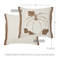 Embroidered Pumpkin Jute Flange Pillow 18x18