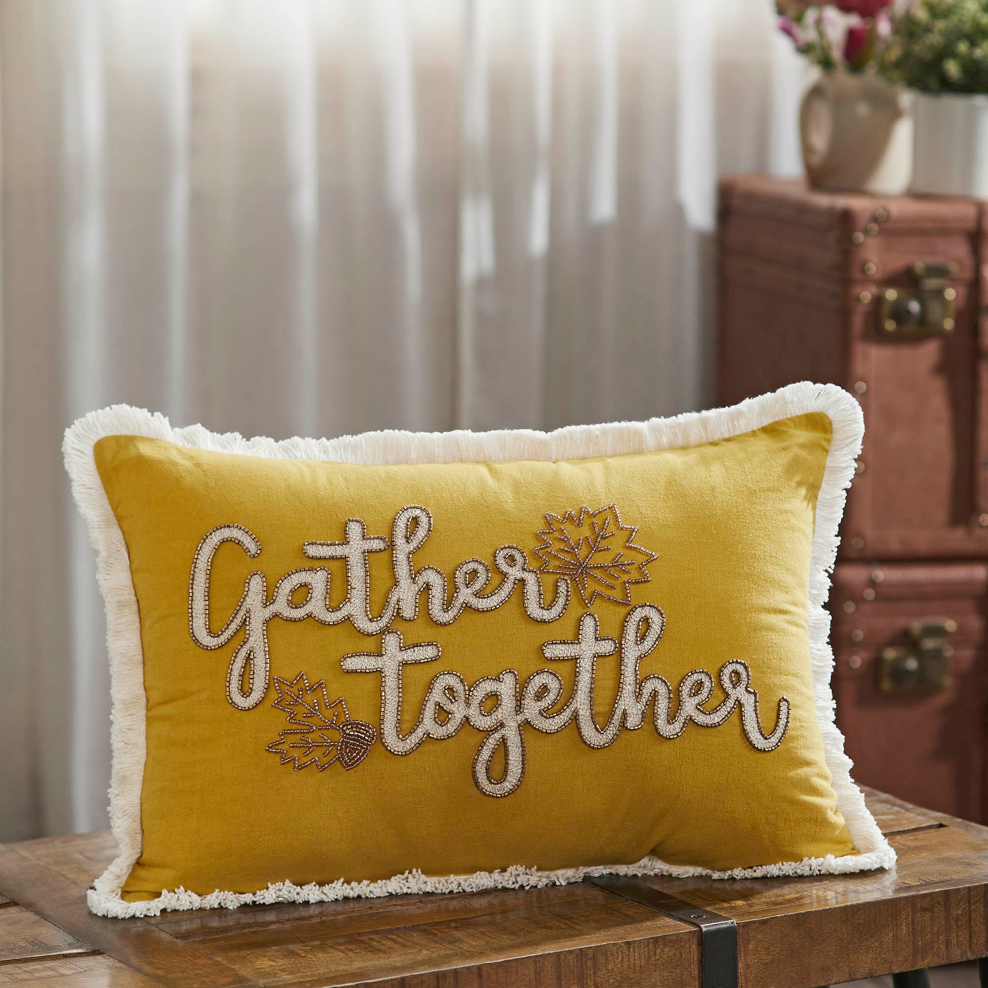 Gather Together Fall Leaves Pillow 14x20 – Beth's Country Primitive ...