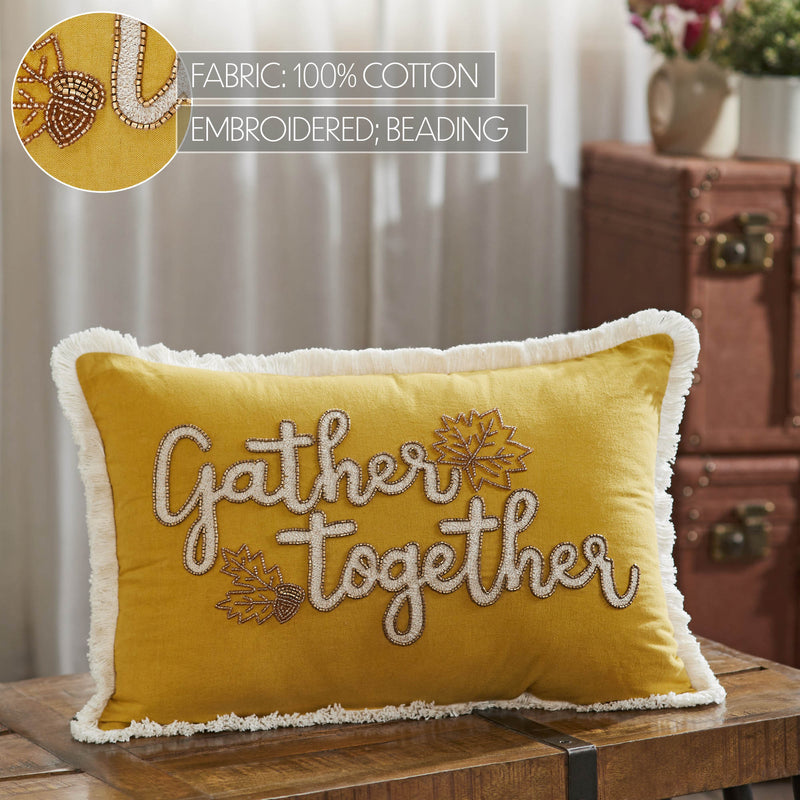 Gather Together Fall Leaves Pillow 14x20