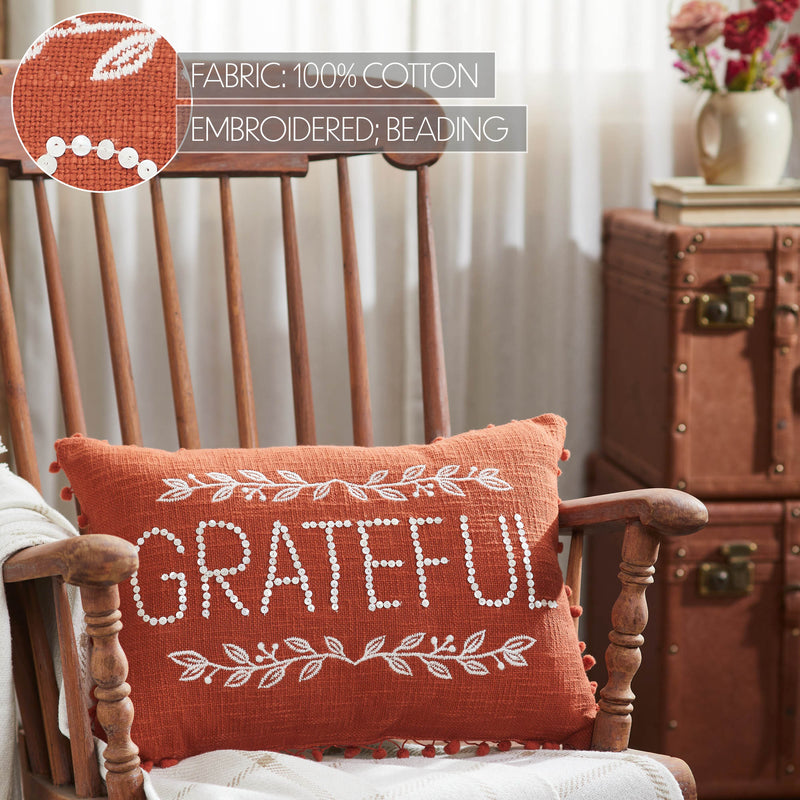 Grateful Pom Pom Pillow 14x20