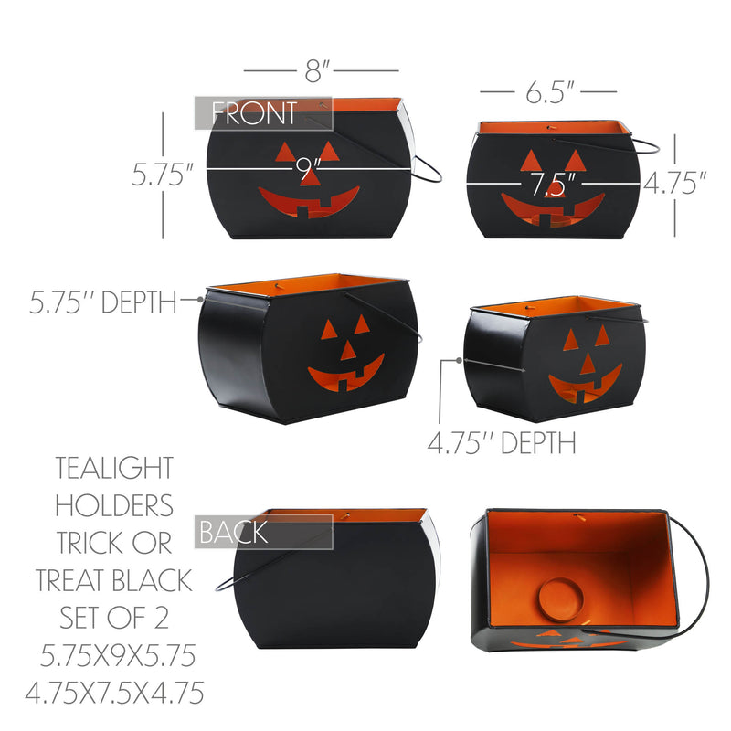 Tealight Holders Trick Or Treat Black Set of 2